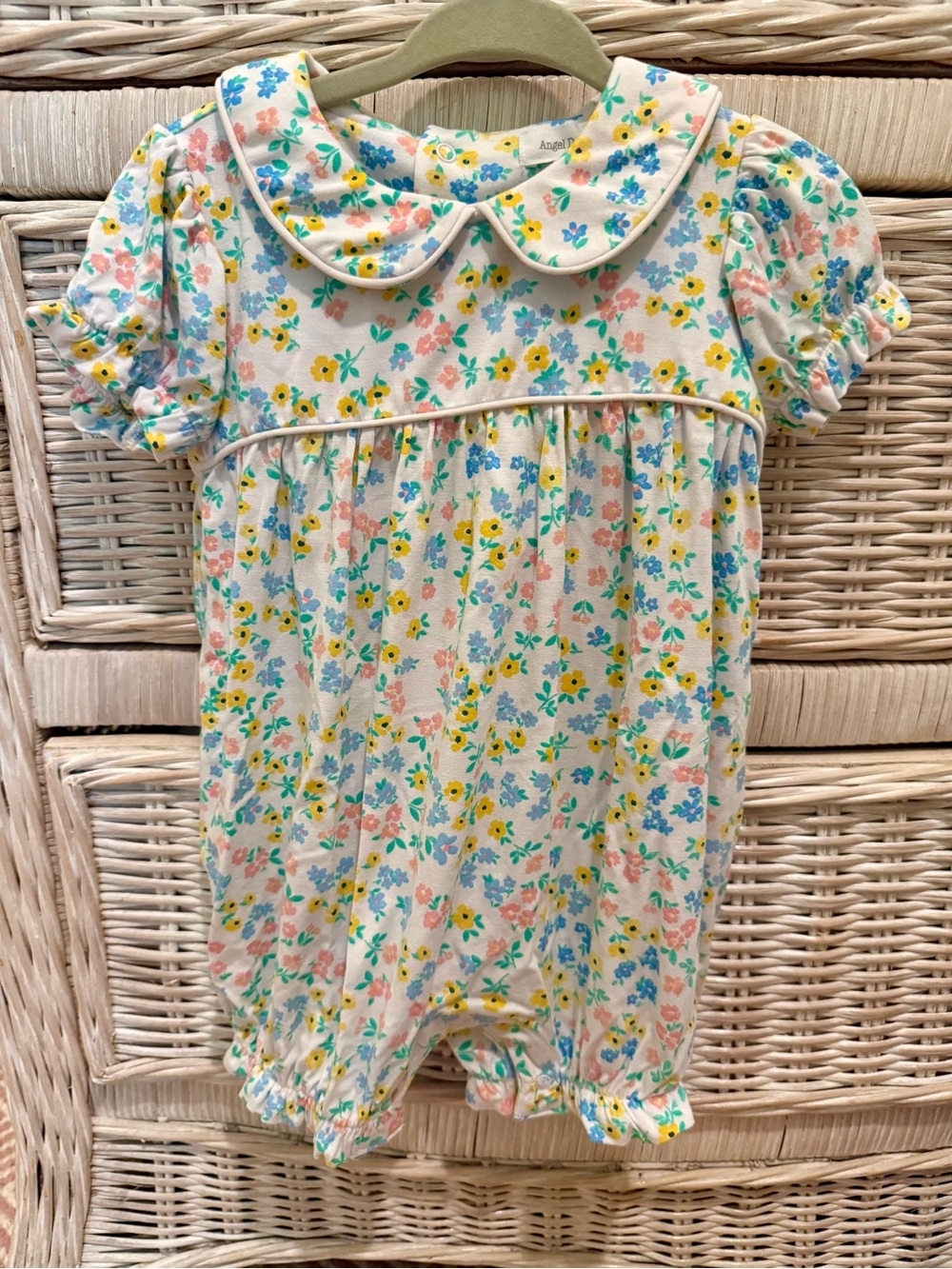 Angel Dear Floral Peter Pan Collar Baby Romper in Yellow, Blue, Pink